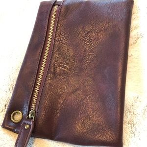 G.H. Bass soft faux leather zipper pouch
